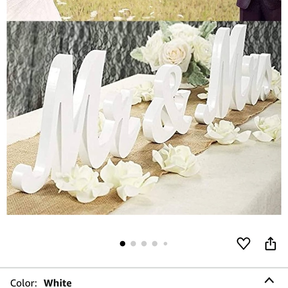 White Mr & Mrs Table Decor